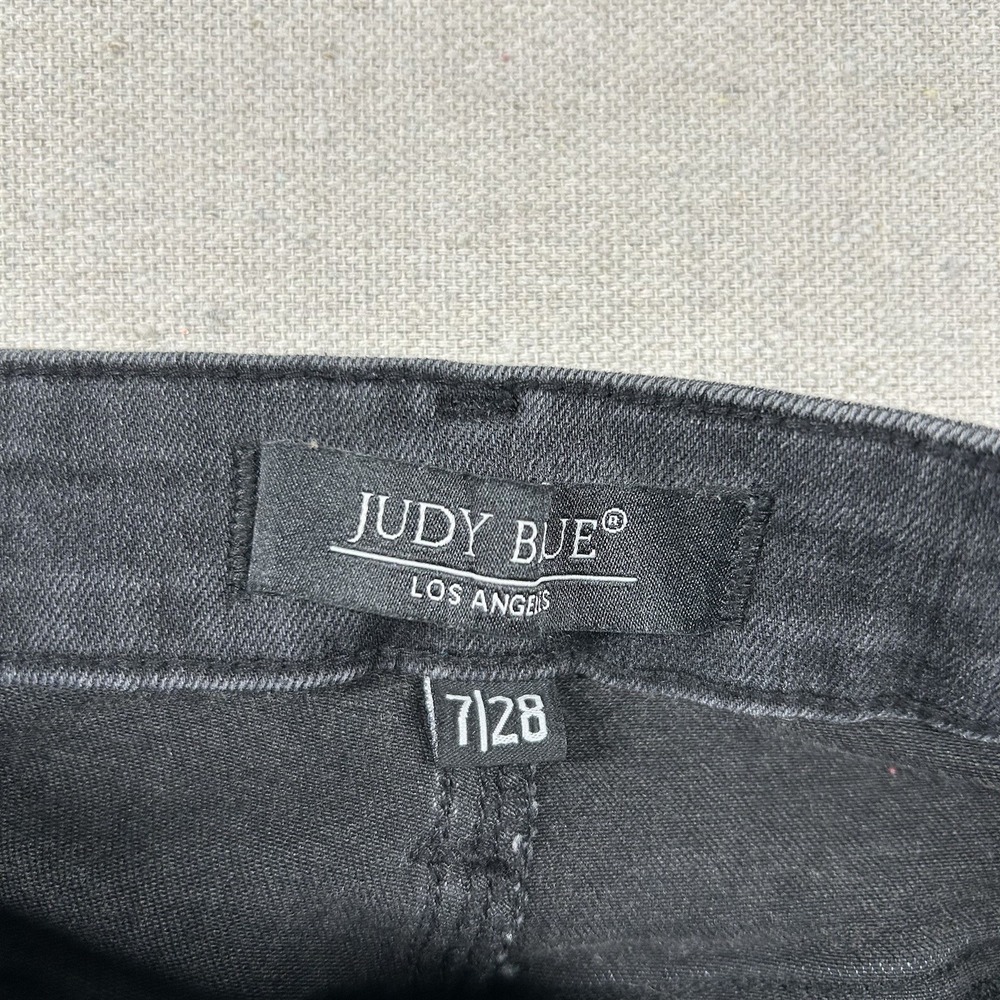 Judy Blue Jeans Womens 7/28 Super Flare Bell Bottoms Charcoal Raw Hem Gray - Picture 3 of 11